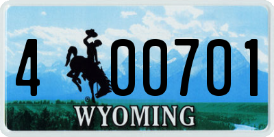 WY license plate 400701