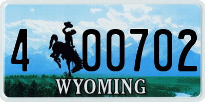 WY license plate 400702