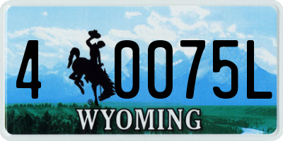 WY license plate 40075L