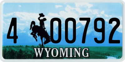 WY license plate 400792