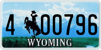 WY license plate 400796
