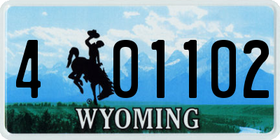 WY license plate 401102