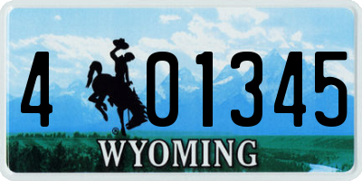 WY license plate 401345