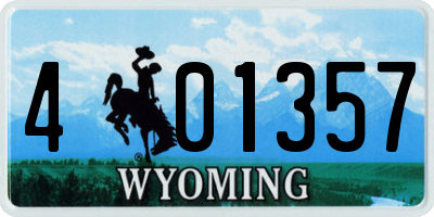 WY license plate 401357