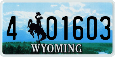WY license plate 401603