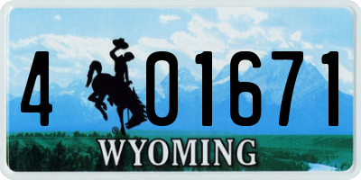 WY license plate 401671