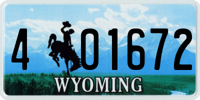 WY license plate 401672