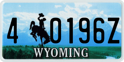 WY license plate 40196Z