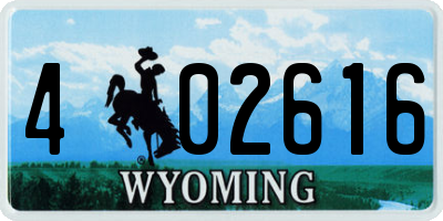 WY license plate 402616