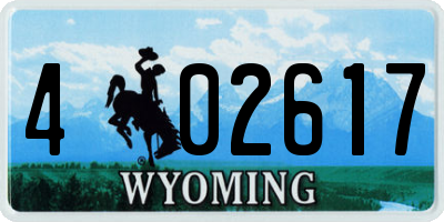 WY license plate 402617