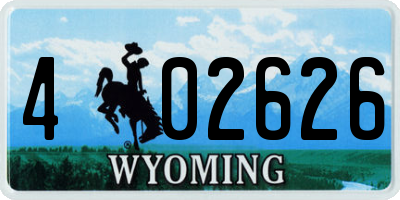 WY license plate 402626
