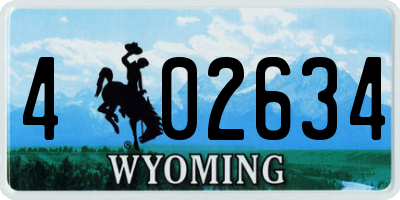 WY license plate 402634