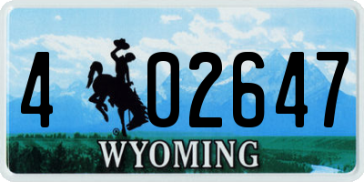 WY license plate 402647