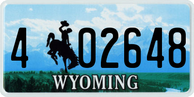 WY license plate 402648