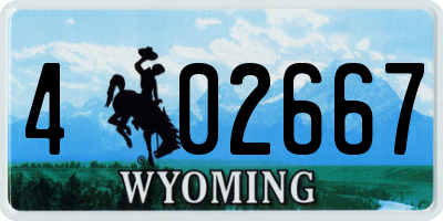 WY license plate 402667