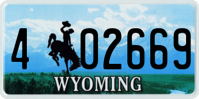 WY license plate 402669