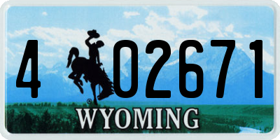 WY license plate 402671
