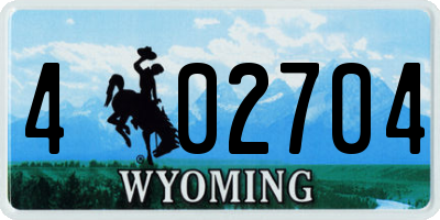 WY license plate 402704