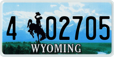 WY license plate 402705