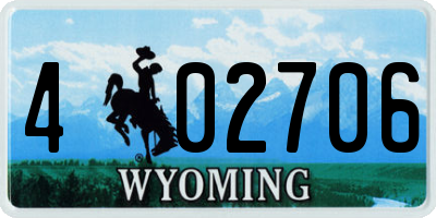 WY license plate 402706