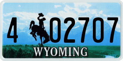 WY license plate 402707