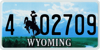 WY license plate 402709