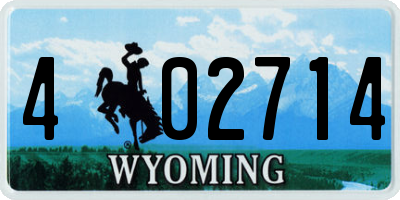 WY license plate 402714