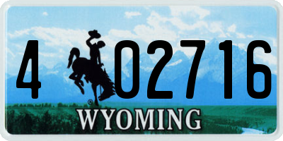 WY license plate 402716