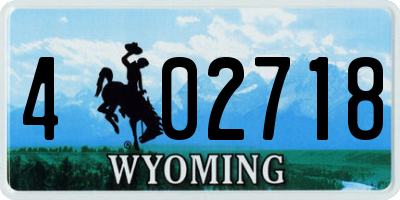 WY license plate 402718
