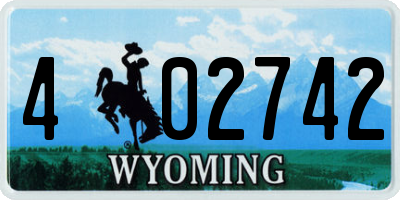 WY license plate 402742