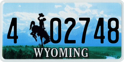 WY license plate 402748