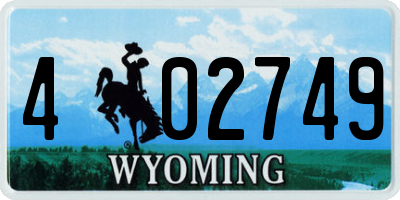 WY license plate 402749