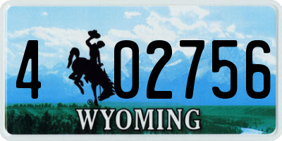 WY license plate 402756