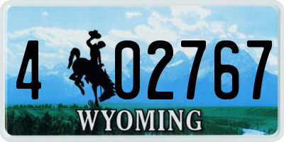 WY license plate 402767