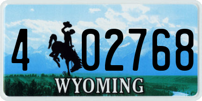 WY license plate 402768