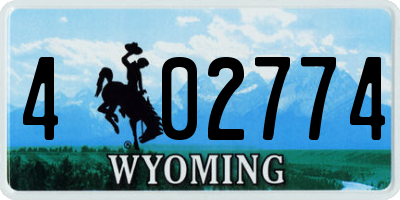 WY license plate 402774