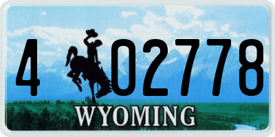 WY license plate 402778