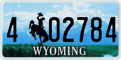 WY license plate 402784