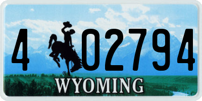 WY license plate 402794