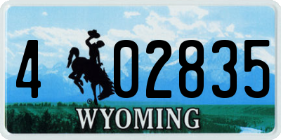 WY license plate 402835