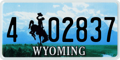 WY license plate 402837