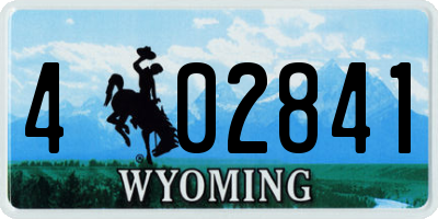 WY license plate 402841