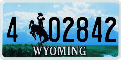 WY license plate 402842