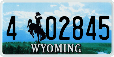 WY license plate 402845