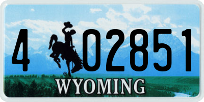 WY license plate 402851