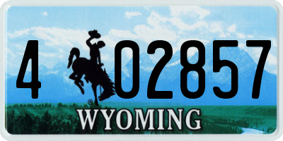 WY license plate 402857