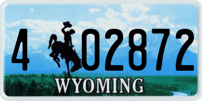 WY license plate 402872