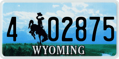 WY license plate 402875