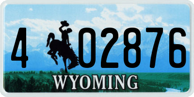 WY license plate 402876