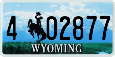 WY license plate 402877